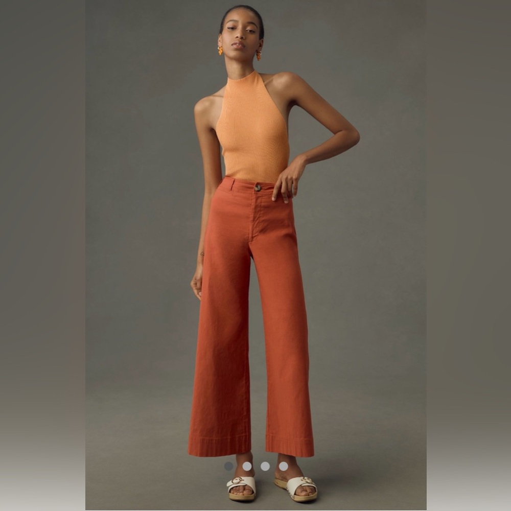 Anthropologie The Ettie High-Rise Crop Wide-Leg Pants by Maeve: Linen Edition